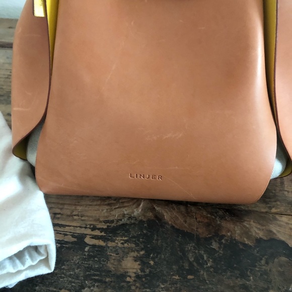 Yellow and Tan Crossbody Bag with Drawstring Closure - Picture 4 of 8